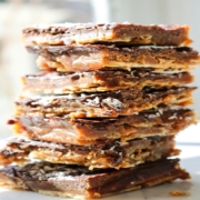 peanut butter crack bars stacked