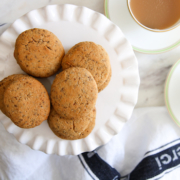 cookies on a platter with tea